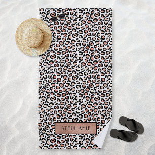 Serviette De Plage Rose Gold Chic Imprimé Léopard Personnalisé