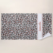 Serviette De Plage Rose Gold Empreinte de léopard personnalisé (Devant)