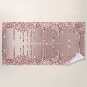 Serviette de plage rose Gold Parties scintillant a