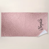 Serviette De Plage Rose Gold Parties scintillant Girl Parkle rose Nom (Devant)