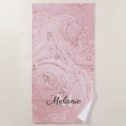 Serviette De Plage Rose Gold Parties scintillant Girl Sparkle Rose No (Devant)
