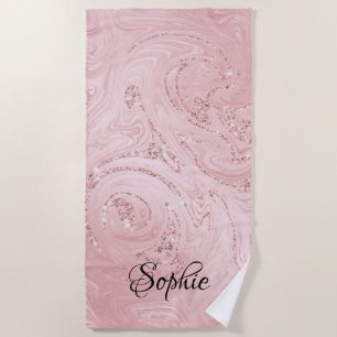 Serviette De Plage Rose Gold Parties scintillant Girly Sparkle Pink N