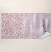 Serviette De Plage Rose Gold Parties scintillant Glam Monogramme Nom  (Devant)