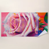 Serviette De Plage Rose gras en fleurs poème Bohemian Artsy (Devant)