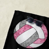 Serviette De Plage rose gris filles blanches aimer volleyball personn (En situation)