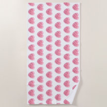 Serviette de plage rose Heart Beach