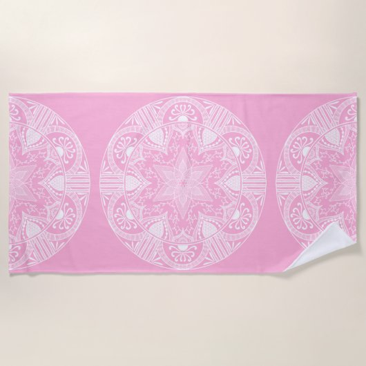 Serviette De Plage Rose Mandala (Devant)