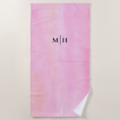 Serviette De Plage Rose Monogramme (Devant)