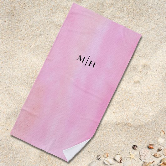 Serviette De Plage Rose Monogramme
