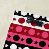 Serviette De Plage Rose noir blanc Cercle Étoiles rayures Design (En situation)