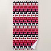 Serviette De Plage Rose noir blanc Cercle Étoiles rayures Design (Devant)