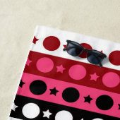 Serviette De Plage Rose noir blanc Cercle Étoiles rayures Design (En situation)