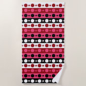 Serviette De Plage Rose noir blanc Cercle Étoiles rayures Design (Devant)