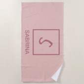Serviette De Plage Rose or couleur professionnelle simple nom monogra (Devant)