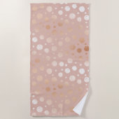 Serviette De Plage Rose-or et beige points motif (Devant)