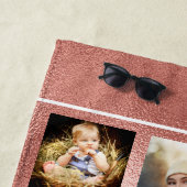 Serviette De Plage Rose or nom script photo collage (En situation)