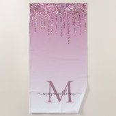 Serviette De Plage Rose Parties scintillant Drivers Personnalisé Mono (Devant)