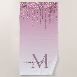 Serviette De Plage Rose Parties scintillant Drivers Personnalisé Mono