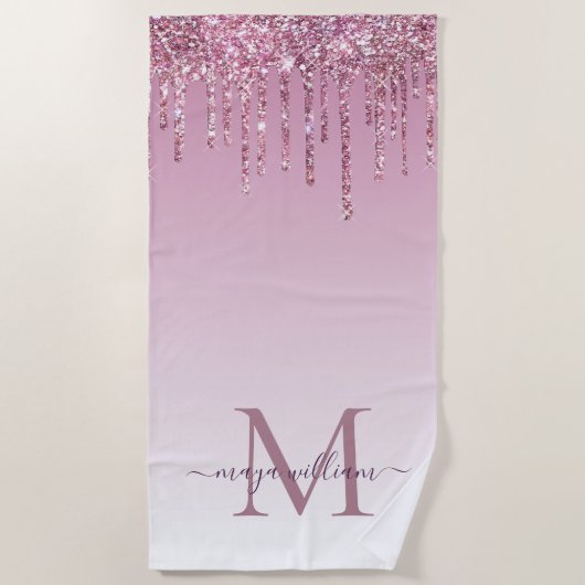 Serviette De Plage Rose Parties scintillant Drivers Personnalisé Mono (Devant)