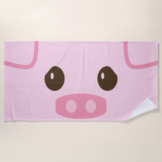 Serviette De Plage Rose Piggy Face (Devant)