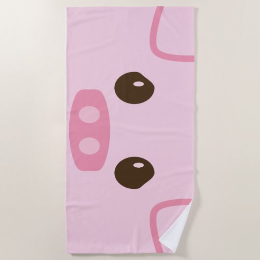 Serviette De Plage Rose Piggy Face (Devant)