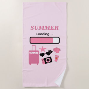 Serviette de plage rose pour chargement estival