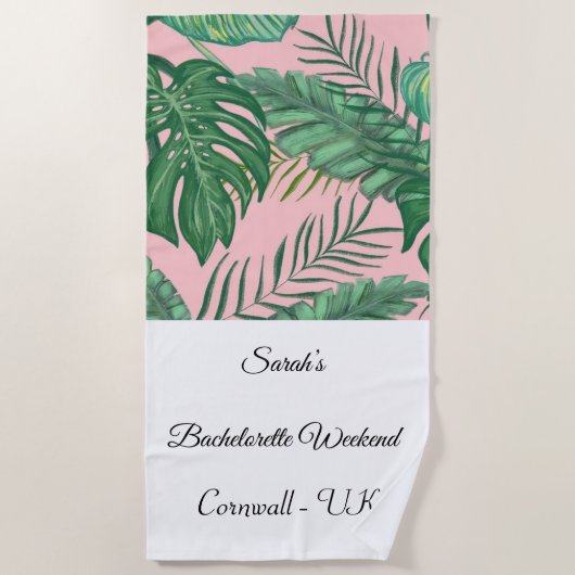 Serviette de plage rose pour enterrement de vie de (Devant)