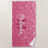Serviette De Plage Rose rose clair faux pétille parties scintillant M (Devant)