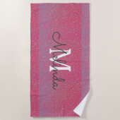 Serviette De Plage Rose Rose Or Ombre Girl Monogramme Nom initial (Devant)