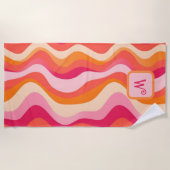 Serviette De Plage Rose Super rétro esthétique - Monogramme (Devant)