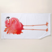 Serviette de plage rose tropicale de Flamant rose (Devant)