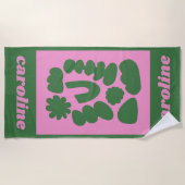 Serviette De Plage Rose Vert Moderne Abstrait Géométrique Personnalis (Devant)