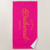 Serviette de plage rose vif personnalisée minimali (Devant)