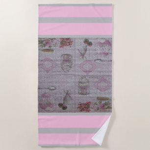 Serviette De Plage Rose Vintage Floral de luxe
