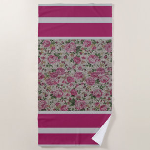 Serviette De Plage Rose Vintage Floral de luxe