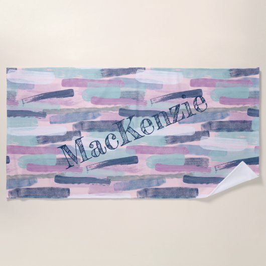 Serviette De Plage Rose violet bleu Abstrait (Devant)