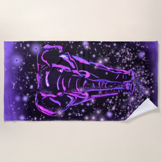 Serviette De Plage Rose Violet Elephant Dans La Nu (Devant)