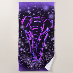 Serviette De Plage Rose Violet Elephant Dans La Nu