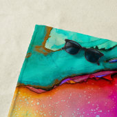 Serviette De Plage Rose violetMarbre turquoise Aquarelle Abstraite (En situation)