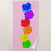 Serviette De Plage Roses arc-en-ciel (Devant)