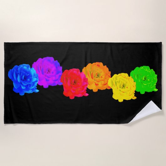 Serviette De Plage Roses arc-en-ciel (Devant)