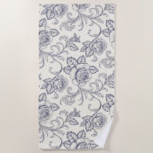 Serviette De Plage Roses bleues et blanches fleur pays (Devant)