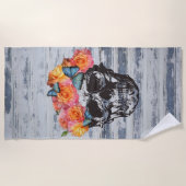 Serviette De Plage Roses d'art du crâne Adulte (Devant)