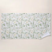 Serviette De Plage Roses Fleurales Blanches Crème Romantiques  (Devant)