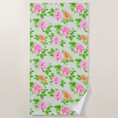 Serviette De Plage Roses roses florales Motif-2367 (Devant)