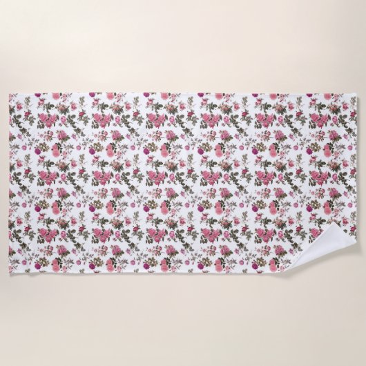 Serviette De Plage Roses roses vintage (Devant)