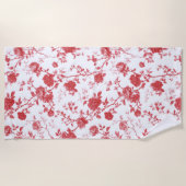Serviette De Plage Roses Rouges Floral (Devant)