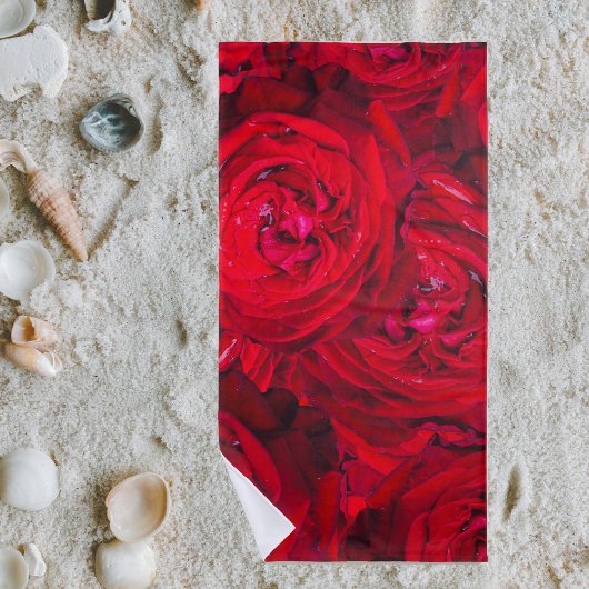 Serviette De Plage Roses rouges, motif floral