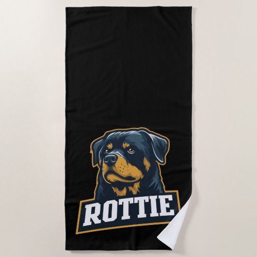 Serviette De Plage Rottie – Portrait de Rottweiler robuste (Devant)