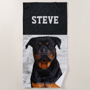 Serviette De Plage Rottweiler Chien Nom animal Cool Chien robuste Chi